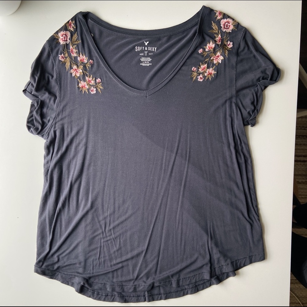 American Eagle Soft & Sexy Embroidered Tee